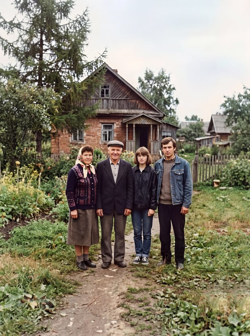 Групповая фотография после реставрации: цвета и детали восстановлены, все люди на месте